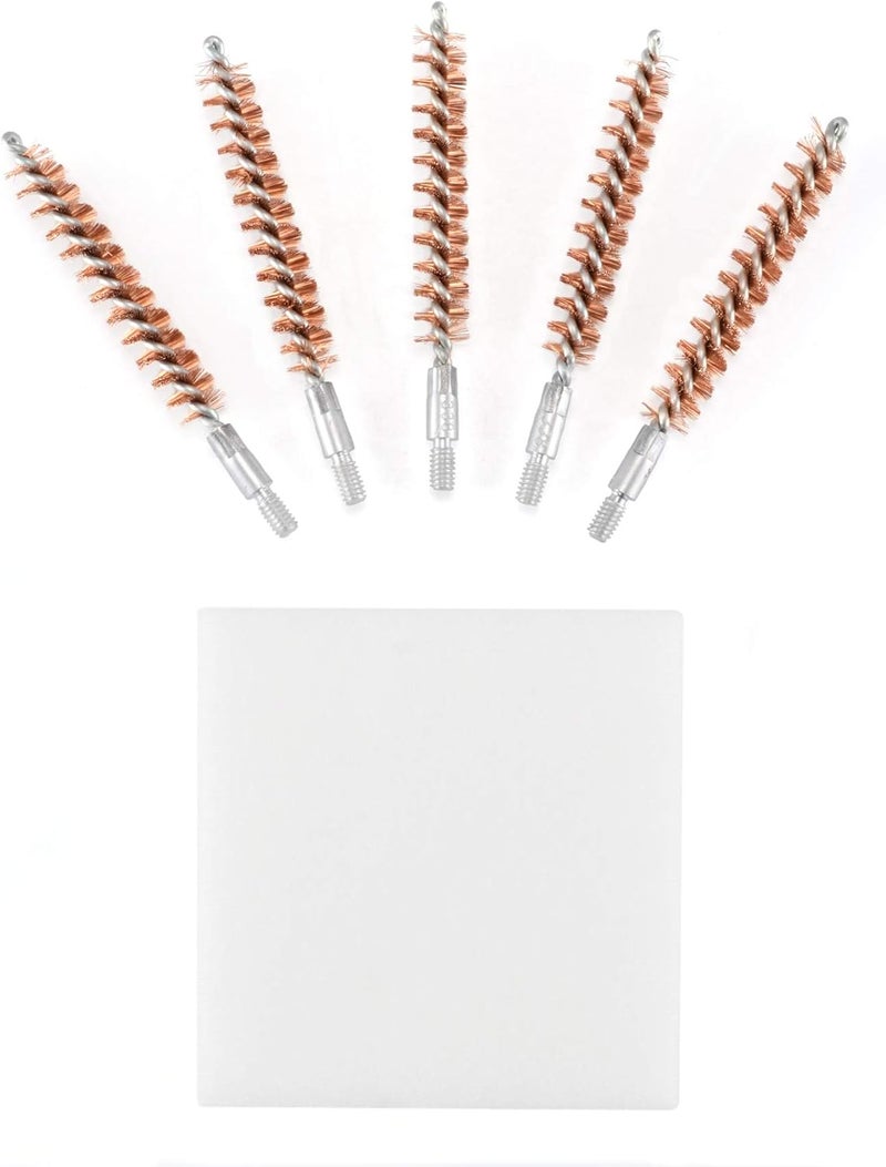 BOOSTEADY 5 Pcs Phosphor Bristle Bronze Bore Gun Cleaning Brush for Pistol Shotgun with 50 Professional Square Patches Multi-Caliber - Image 2